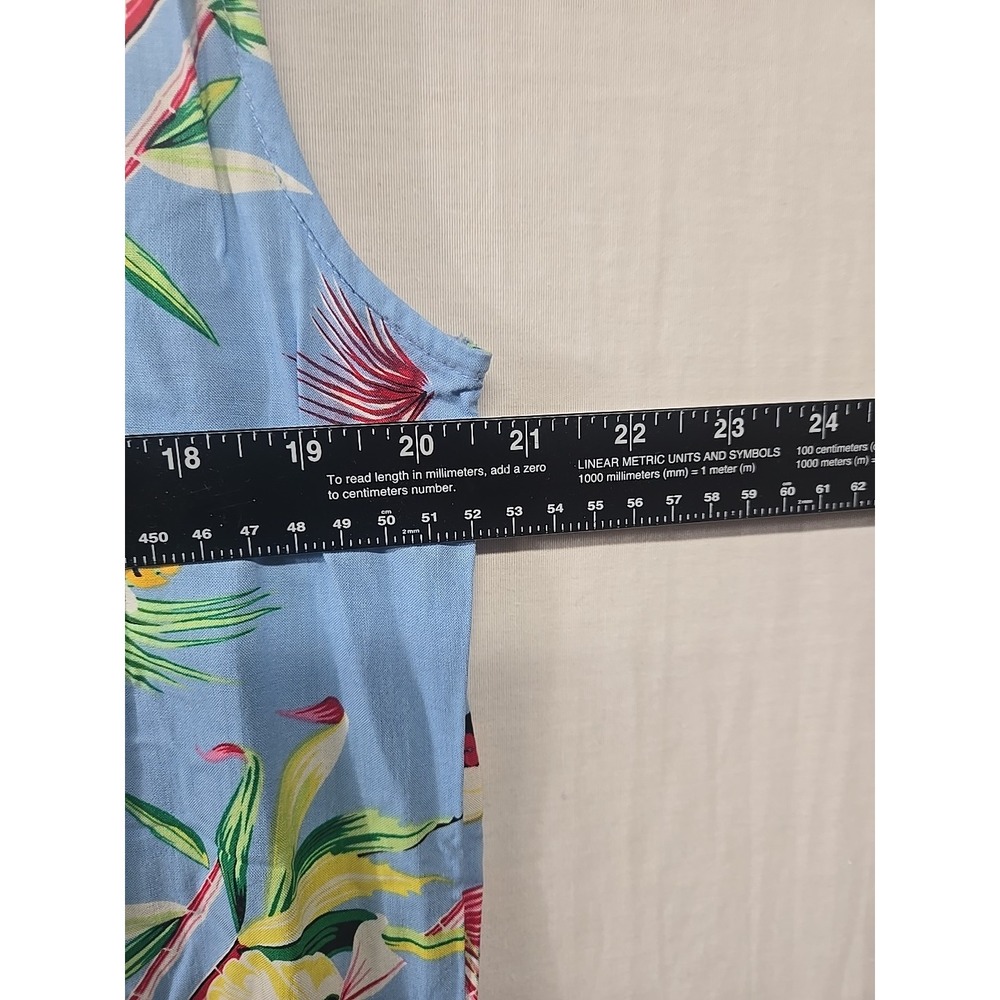 Disney Store Vintage Mickey & Minnie Hawaiian Blue Maxi Dress Women's Size L - Picture 7 of 9
